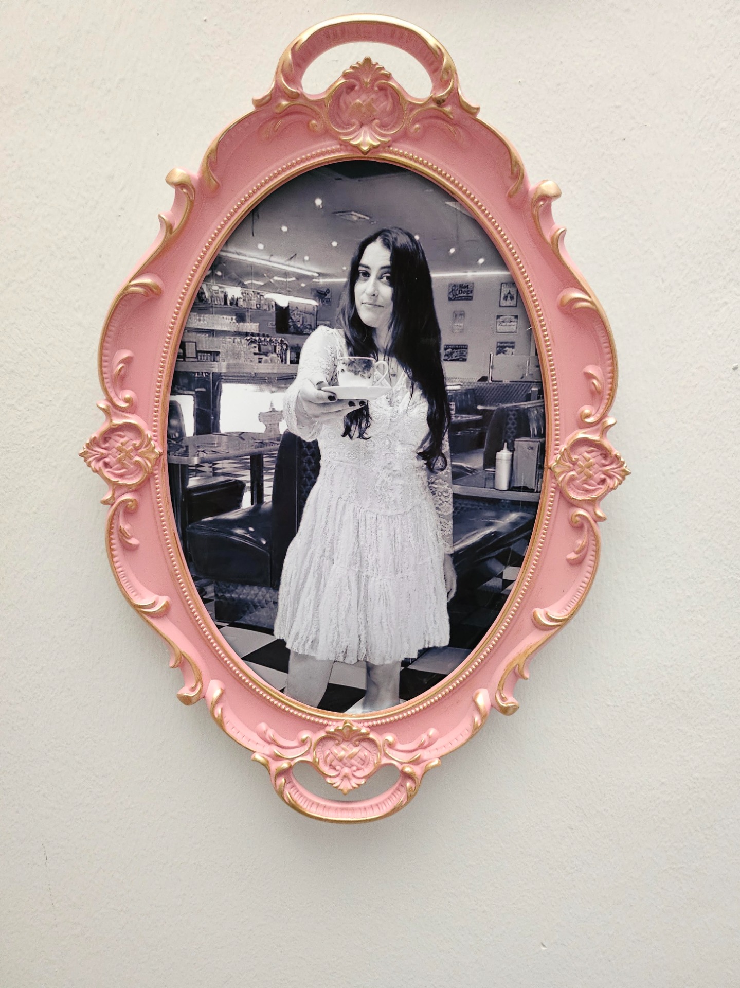 Do you want to drink a coffee with me? - collage su specchio - 25 x 37 cm